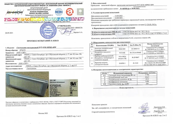 452r 21 Светильник светодиодный Svt Str Mpro 48w 1