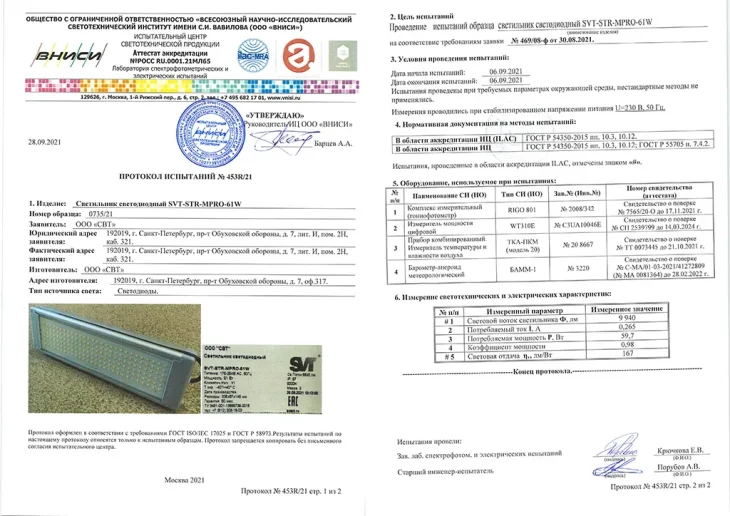 453r 21 Светильник светодиодный Svt Str Mpro 61w 1